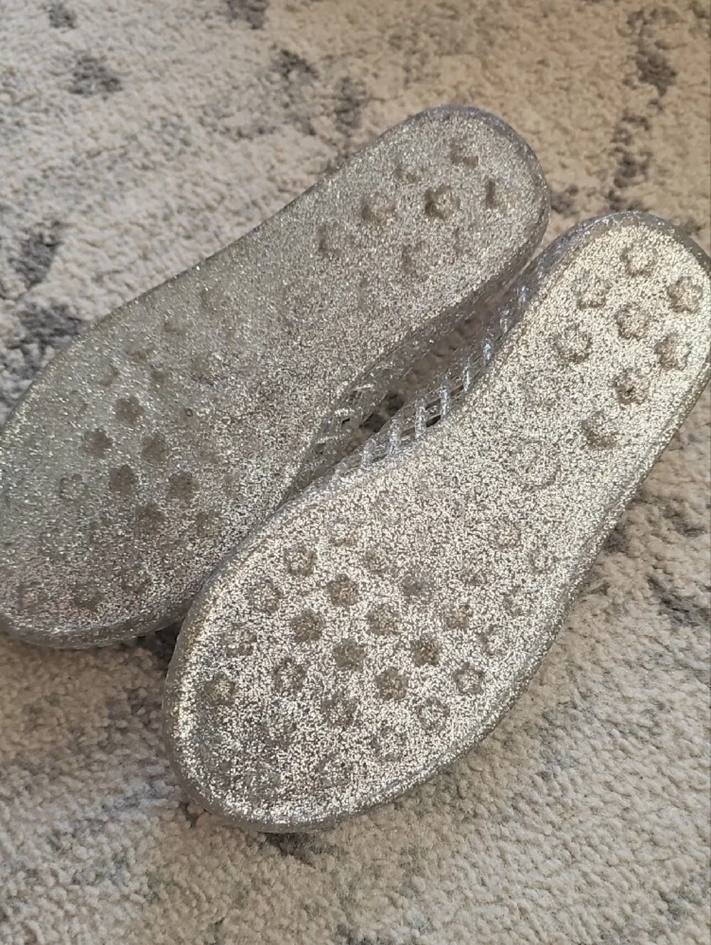 Sparkling Silver Jelly Flats - Little Girls Slip-On Ballet Shoes